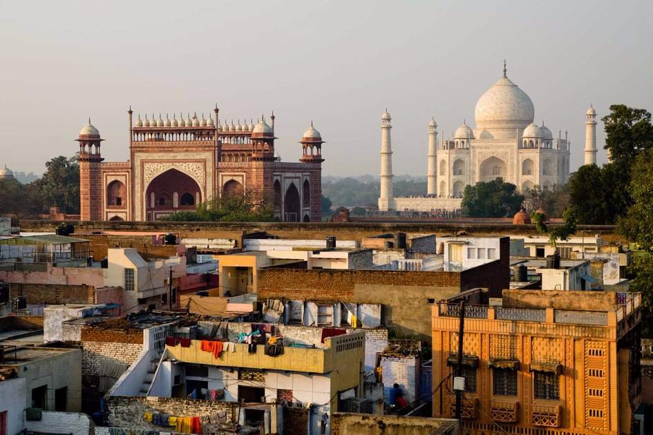 taj mahal from agra city