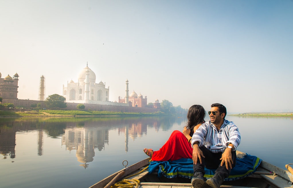 taj mahal from boat photography tour of northern india